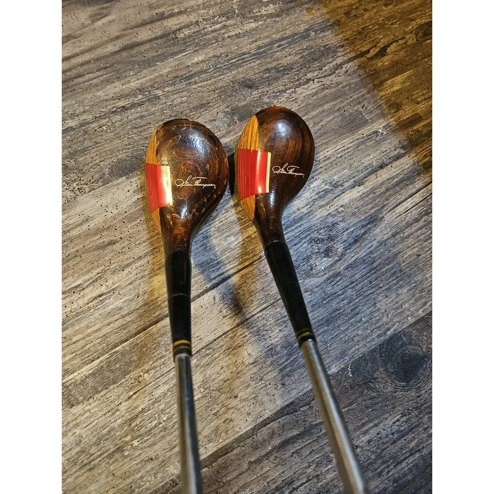 (2) Stan Thompson Ginty Wood Golf Clubs With #5 Wood & Unmarked